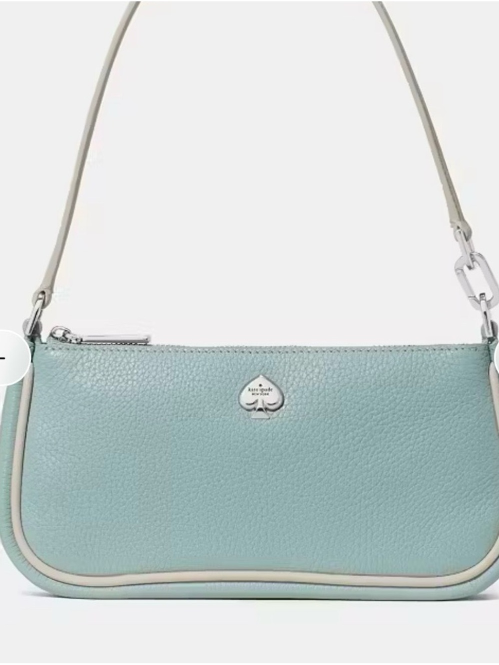 kate spade Pebbled Leather Shoulder Bag in denim and Cream Trim